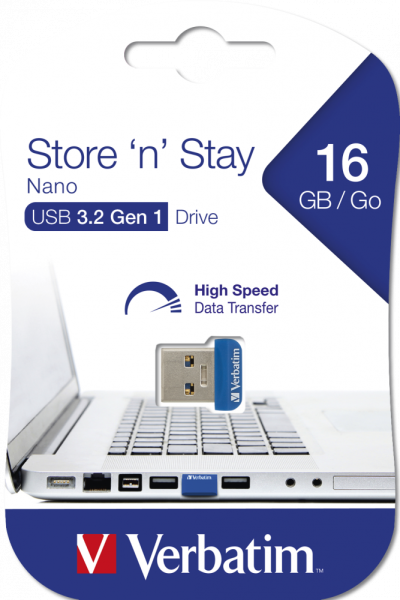 USB 3.0 FLASH DRIVE 16Gb Verbatim Store 'n' Stay Nano Blue 3.2 Gen 1 (98709) Разъем USB Type-A купить по самой низкой цене