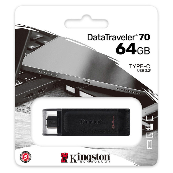 USB-C 3.2 gen1 FLASH DRIVE 64Gb KINGSTON DT 70 (DT70/64GB) купить по самой низкой цене