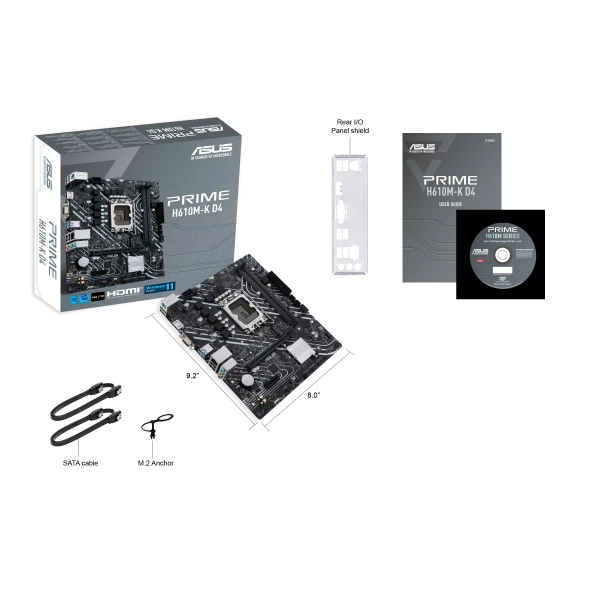 M/B LGA1700: ASUS PRIME H610M-K D4 (2*DDR4 max 3200МГц, 1*PCIEx16+1*PCIEx1, HDMI/D-SUB, M.2, GLan) купить по самой низкой цене