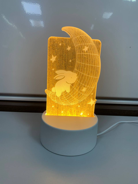 Настольный светодиодный детский ночник USB Night Light (3D Acrylic - Moon Rabbit) купить по самой низкой цене
