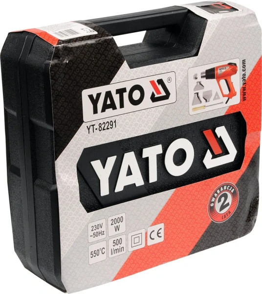 Фен технический YATO (YT-82291) 2000Вт, 350-550°C, регулировки температуры и потока воздуха купить по самой низкой цене