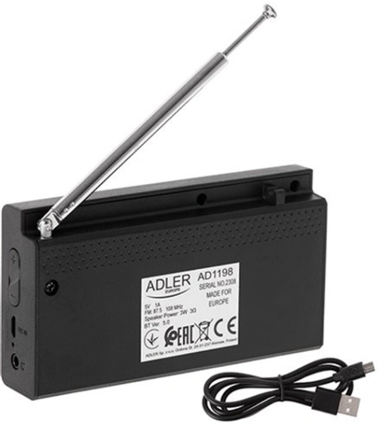 Радиоприемник Adler AD 1198 (BT 5.0, FM 87 - 108МГц, RMS 3W, LCD дисплей, будильник) купить по самой низкой цене