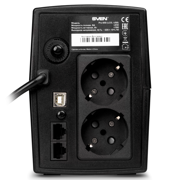 Блок UPS 650VA SVEN Power System Pro 650 (LCD,USB,вых.2хCEE7/4) купить по самой низкой цене