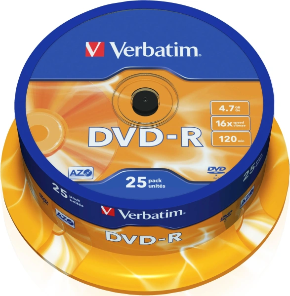 Диск DVD-R VERBATIM 16X 4,7GB, (25шт./уп)  (43548/43523/43522) купить по самой низкой цене